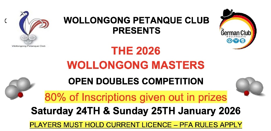 Wollongong Master 2026 Pétanque Tournament
